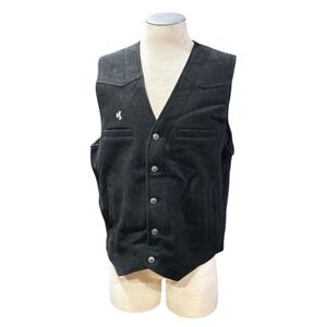 Wyoming Traders Mens 100% Virgin Wool Vest Size L Charcoal Gray Western